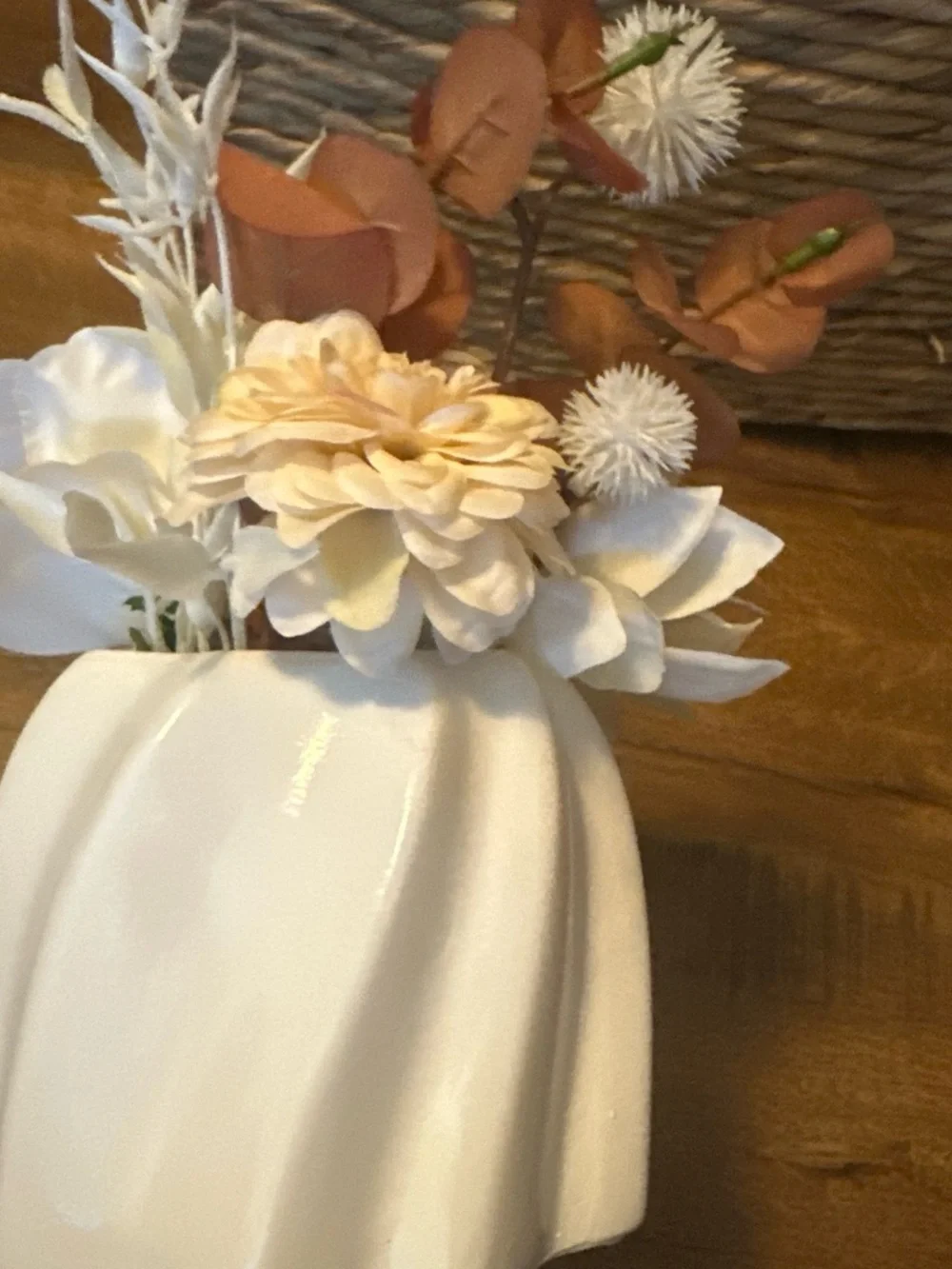 Ceramic Ghost Vase with Cream Floral Arrangement